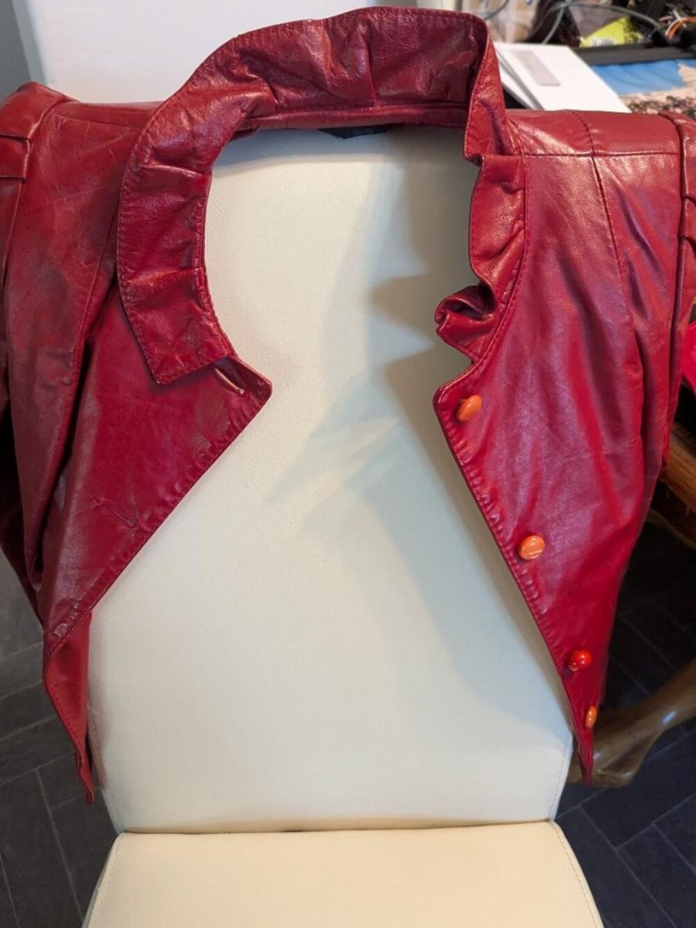 Women red leather jacket Size - 11/12